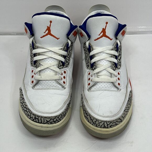 Nike Air Jordan 3 Retro Knicks Men's Size 10.5 136064-148 Sneaker White Orange - Picture 2 of 16